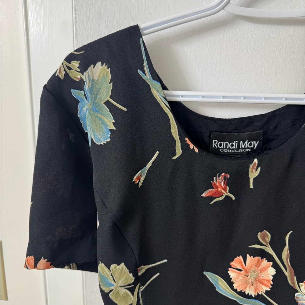 Vintage Randi May Black Floral Dress